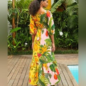 Farm Rio Mixed fruit wrap dress